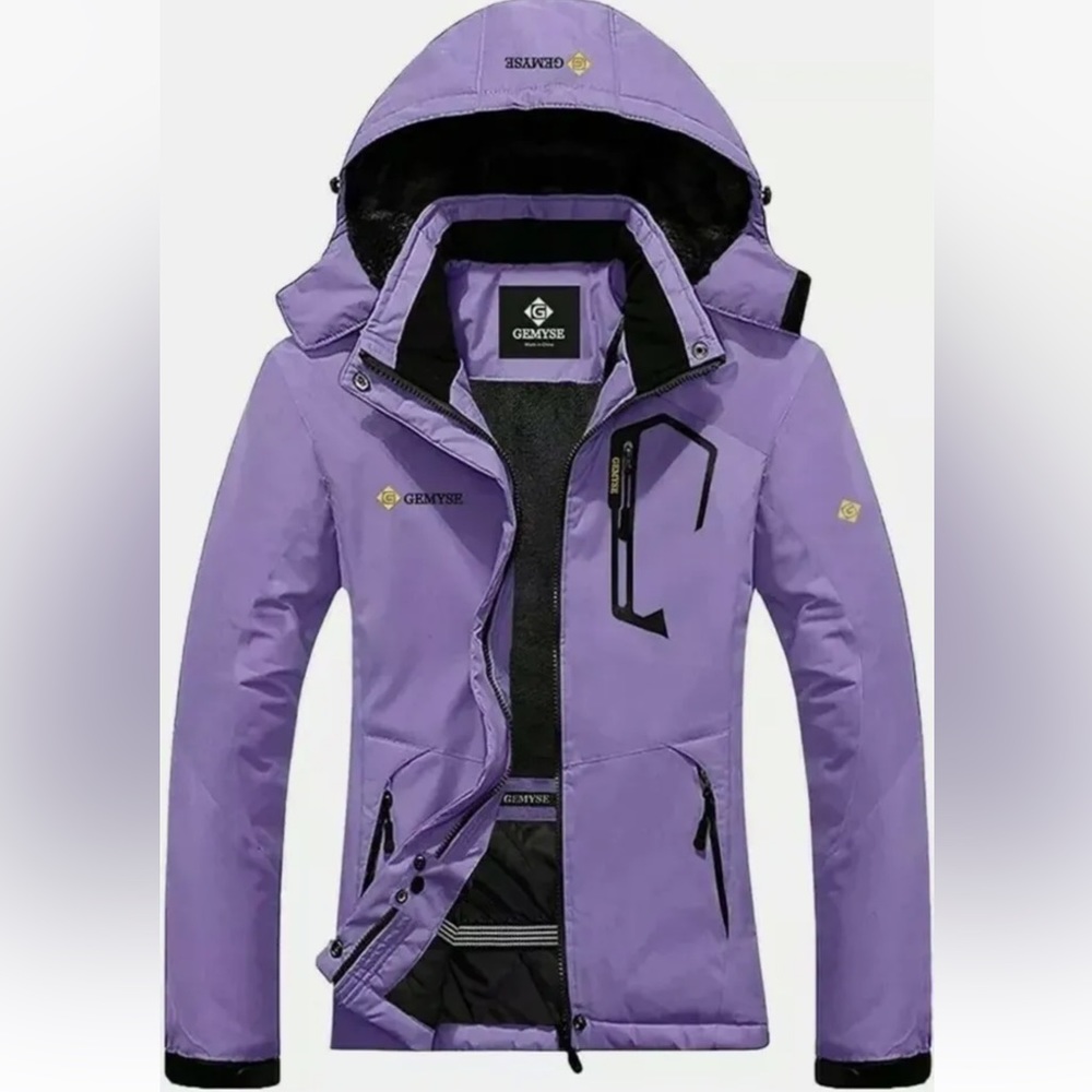 GEMYSE Girls Waterproof Ski Snow Jacket Hooded Fleece Lined Coat - Size LARGE